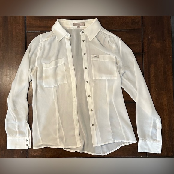 *Closet clear out* Guess sheer white blouse - Picture 4 of 5
